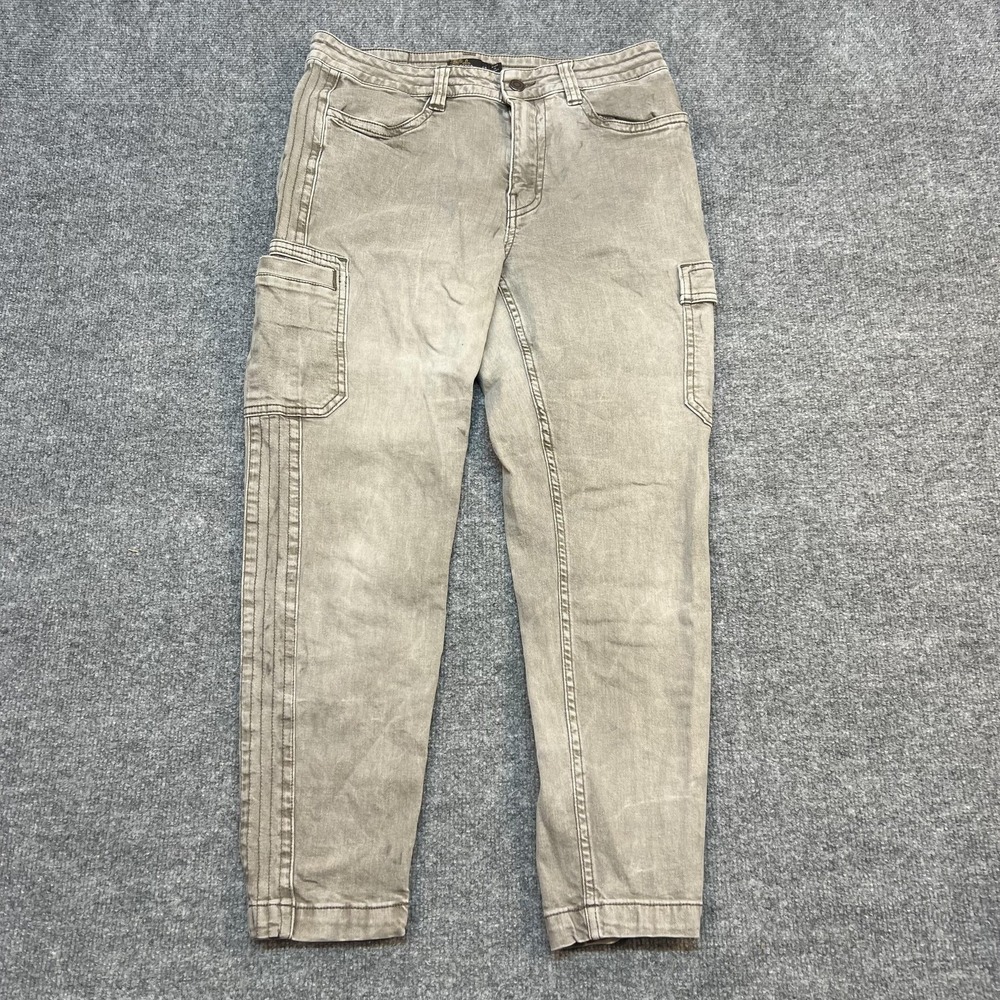 PrAna Jeans Womens 12 Beige Light Wash Mid Rise Straight Cargo Utility Denim